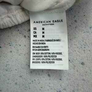 American Eagle White Eyelet Embroidered Button Front Crop Cami Tank Top Womens M